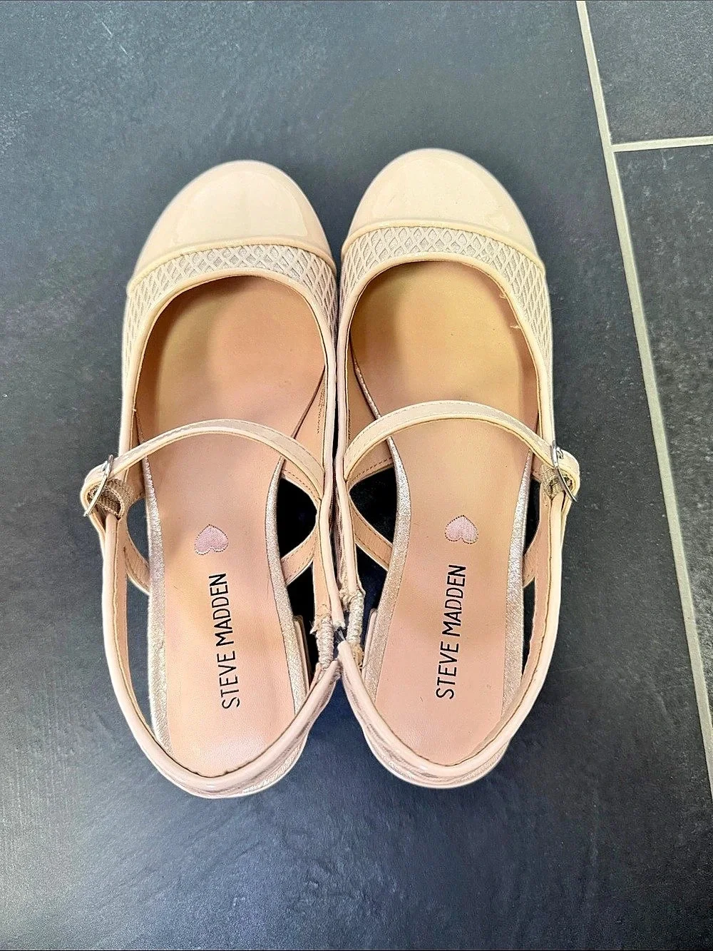 Steve Madden girls Belinda Mule Slingback Block Heel Beige size 3